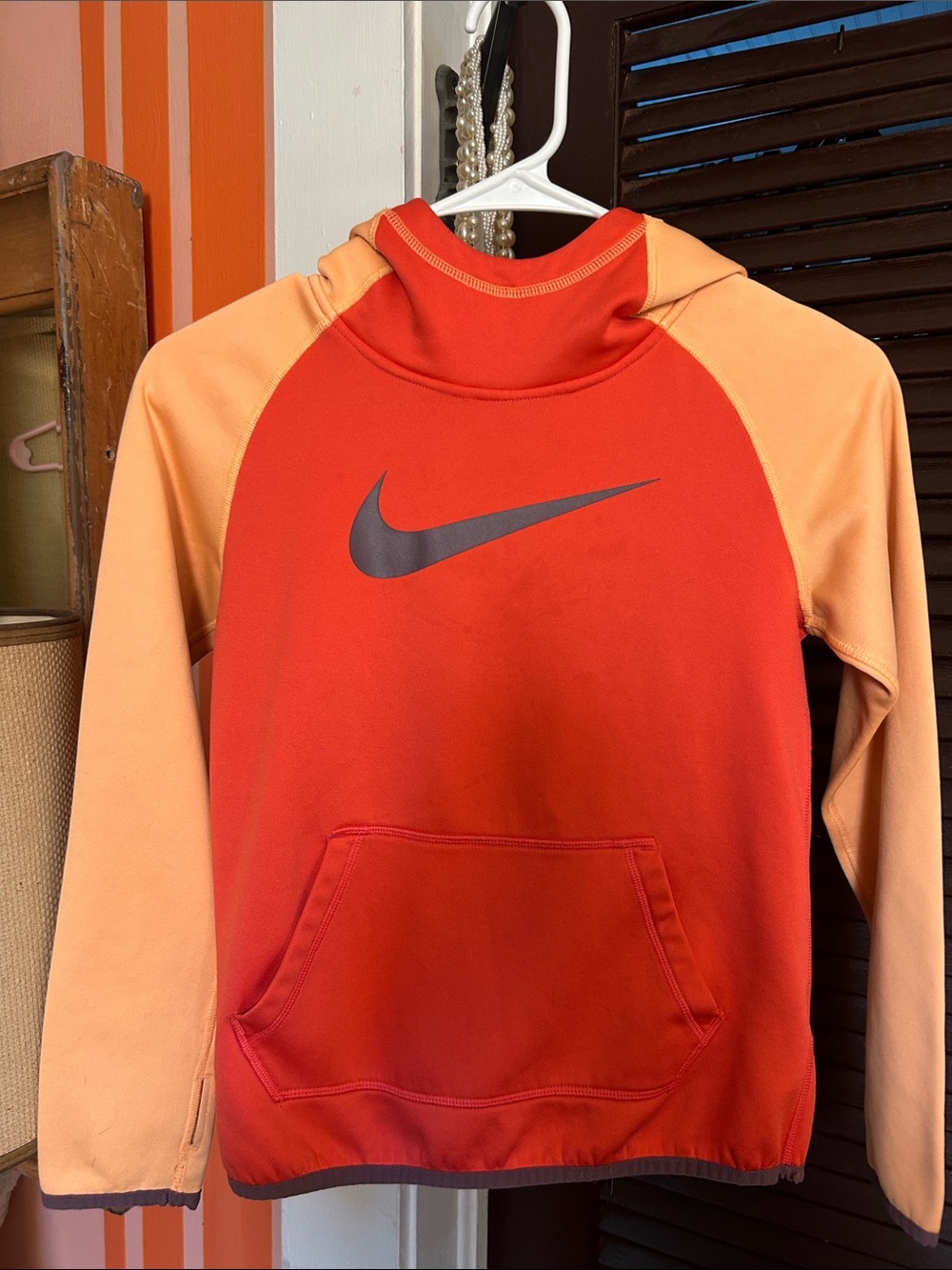 Nike Men's Orange & Peach Swoosh Pullover Hoodie